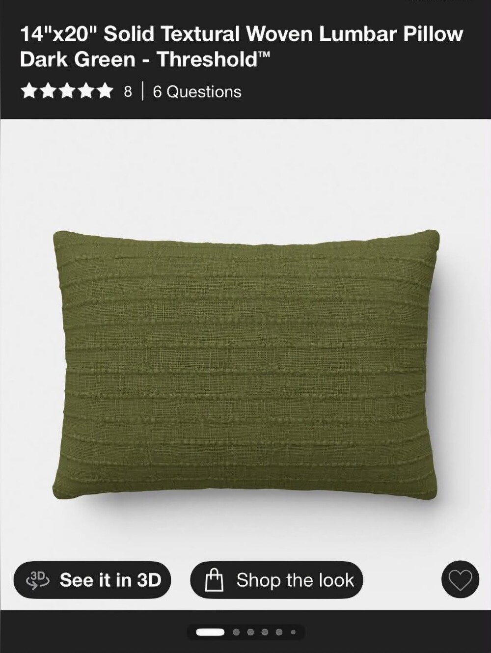 Threshold Olive Green Textural Woven Lumbar Pillow